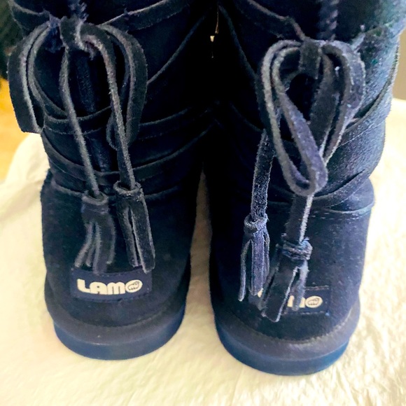 Lamo Womens Navy Blue Suede Boots with Zipper - Picture 4 of 5